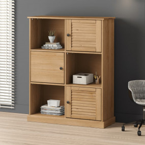 Bookcase Honey wax finish Solid Pine Wood, Engineered W...