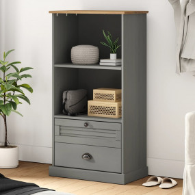 Bookcase Grey Solid pine wood Tall Bookcase Rectangular