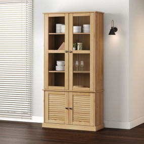 Glass Display Cabinet Honey wood tone