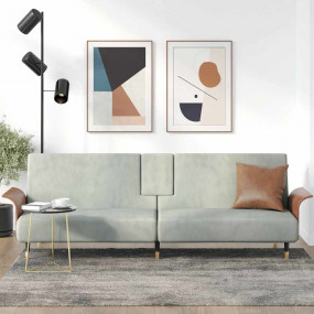 Sofa Bed Light Gray Velvet (100% polyester), plywood, m...