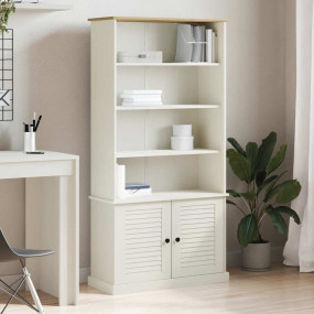 Bookcase White Solid pine wood 33.5 x 13.8 x 66.9 in Bo...