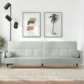 Sofa Bed Light Gray Velvet (100% polyester), plywood, m...