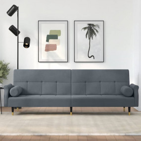 Sofa Bed Dark Grey Velvet, plywood, metal Large