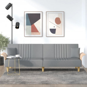 Sofa Bed Light Grey Fabric (100% polyester), plywood St...