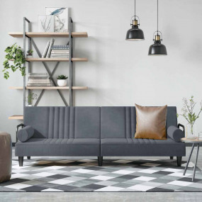 Sofa Bed Dark Grey Velvet, Plywood, Foam Large