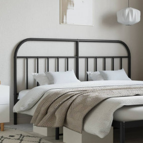 Headboard Black Powder-Coated Steel Full  Sleek  Headbo...