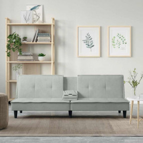 Sofa Bed Light Gray Velvet (100% polyester), Plywood, P...