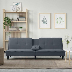 Sofa Bed Dark Grey Velvet, Plywood, Plastic, Foam Stand...