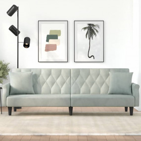Sofa Bed Light grey Velvet (100% polyester), plywood La...