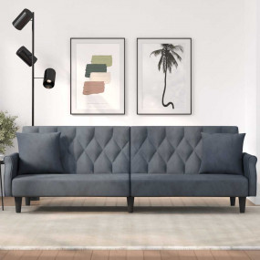 Sofa Bed Dark Grey Velvet (100% polyester), Plywood Med...