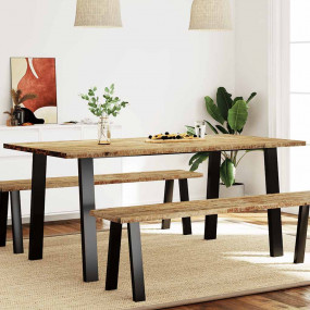 Dining Table Natural brown top, black legs