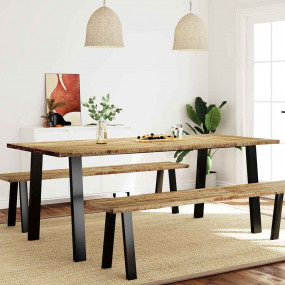 Dining Table Natural wood Solid acacia wood Large Durab...