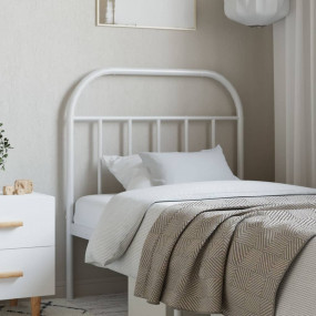 Headboard White Powder-Coated Steel Twin Decorative Inl...