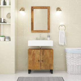 Sink Cabinet Honey brown Solid mango wood Medium Sink C...