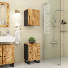Bathroom Cabinet Black, Natural Wood