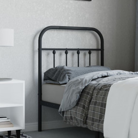Headboard Black Powder-Coated Steel Single Durable Head...
