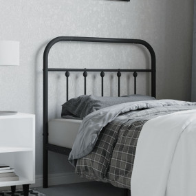 Headboard Black Powder-Coated Steel Twin Durable Headbo...