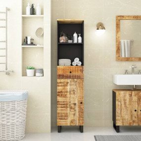 Bathroom Cabinet Black Solid Mango Wood 63 in high Mode...