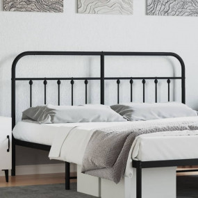 Headboard Black Powder-Coated Steel Single Bed Durable