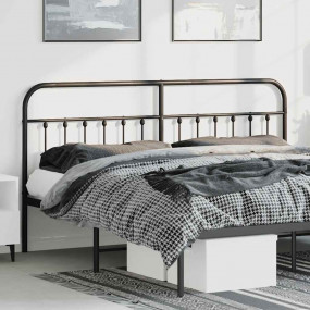 Headboard Black Steel 71 in Metal Headboard Rectangular