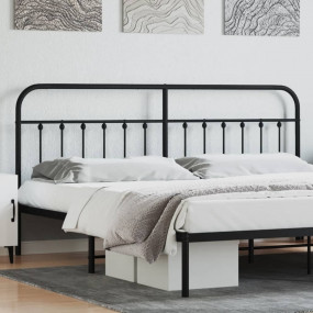 Headboard Black Powder-Coated Steel Twin Stylish Look H...