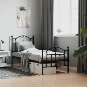 Bed Frame Black Powder-Coated Steel Small Single Durabl...