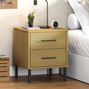 Bedside Cabinet Brown Solid pine wood Standard Bedside ...