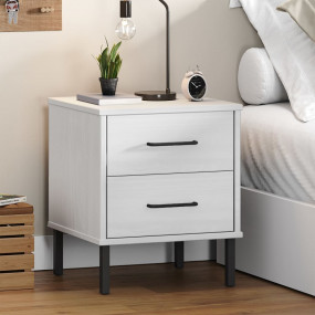 Bedside Cabinet White Solid pine wood Compact Bedside C...