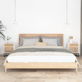 Bedside Cabinet Set of 2 White Engineered wood, iron Re...