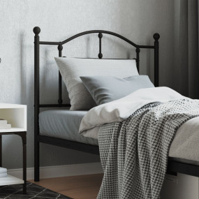 Headboard Black Powder-Coated Steel Single Durable Head...