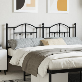 Headboard Black Powder-Coated Steel Full Durable Headbo...
