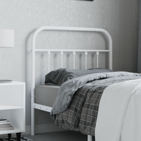 Headboard White Powder-Coated Steel Single Bed Durable
