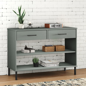 Console Cabinet Grey Solid pine wood, Metal Medium Cabi...