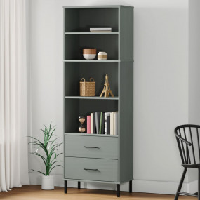 Bookcase Grey Solid pine wood Tall Bookcase Rectangular