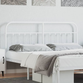 Headboard White Powder-Coated Steel Single Bed