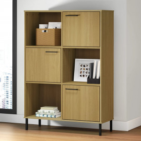 Bookcase Brown Solid pine wood, Metal Medium Bookcase