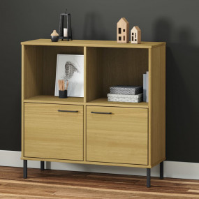Bookcase Brown Solid Pine Wood 35.4 x 13.8 x 35.6 in Ru...