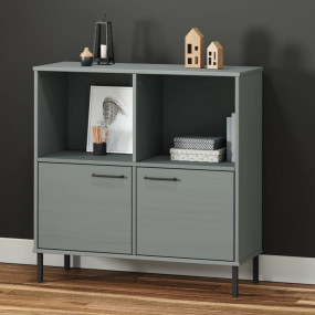 Bookcase Grey Solid Pine Wood Medium Bookcase Rectangul...