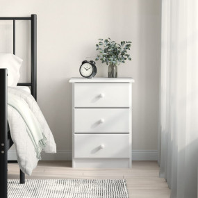 Bedside Cabinet White Solid pine wood 16.1x13.8x21.9 in