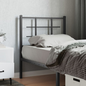 Headboard Black Powder-Coated Steel Tall Single Durable