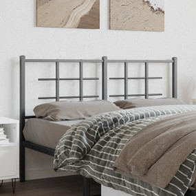 Headboard Black Powder-Coated Steel Double Durable Head...