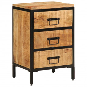 Bedside Cabinet Rough Mango Wood Solid Mango Wood and I...
