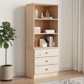 Bookcase Natural Solid Pine Wood 23.6 x 13.8 x 55.9 in ...