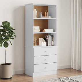 Bookcase White Solid pine wood Tall Bookcase Rectangula...