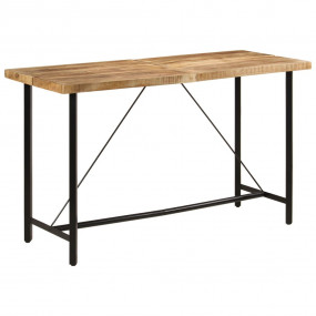 Bar Table Natural Wood and Black Solid mango wood and i...