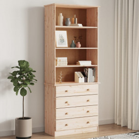 Bookcase Natural Pine Solid Pine Wood 30.3 x 13.8 x 73....