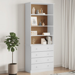 Bookcase White Solid pine wood 30.3 x 13.8 x 73.4 in Bo...