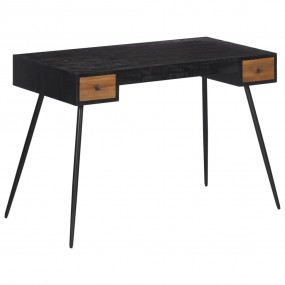 Desk Black, Natural Wood Solid Reclaimed Teak, Iron
