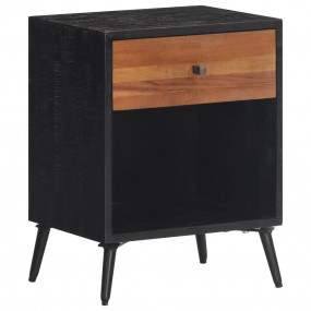 Bedside Cabinet Natural teak and black Solid teak wood ...