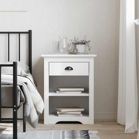 Bedside Cabinet White Solid Pine Wood, Engineered Wood,...
